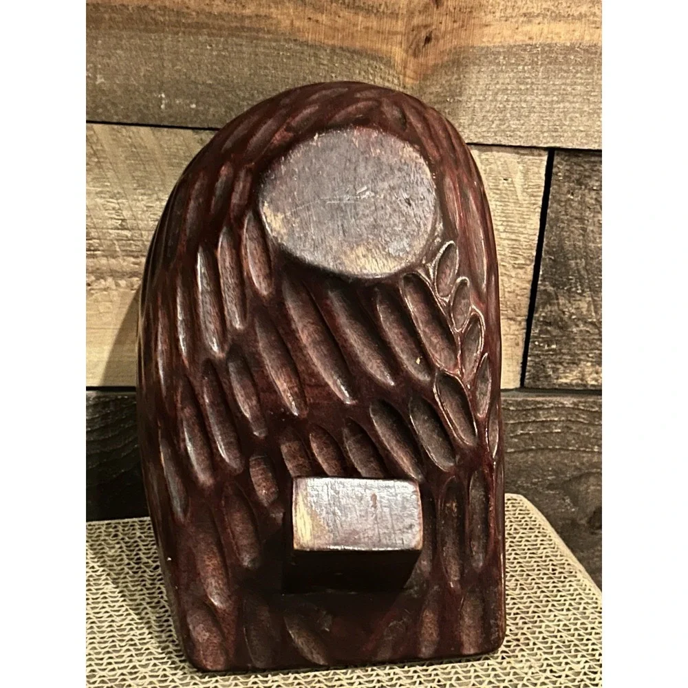 Vintage Wooden‎ Nut Bowl Lid Handcrafted Walnut Shaped M/L